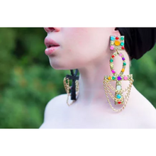 Load image into Gallery viewer, Big gold ankh statement earrings