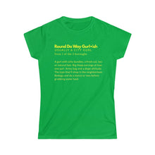 Load image into Gallery viewer, Jonsey yellow round the way of Women's Softstyle Tee