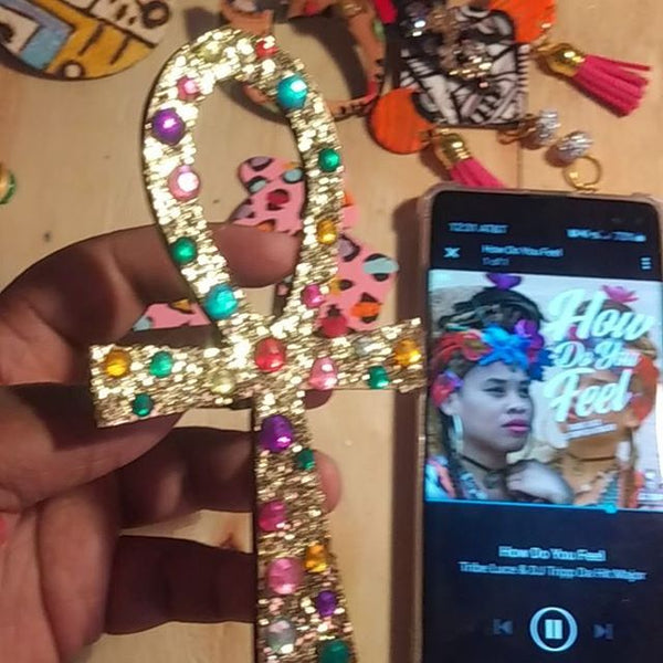 Blinged out Ankh rings on...