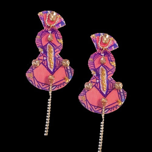 Pink Pantha Glam dangle earrings