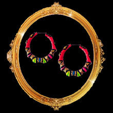 Load image into Gallery viewer, Big hoop energy, glitter glam hoops,aztec hoop earrings

