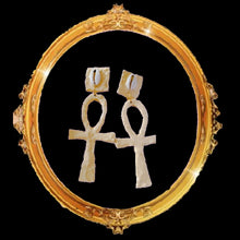 Load image into Gallery viewer, Dope ankh earrings, small ankh earrings, earrings foe natural hair, ankhs
